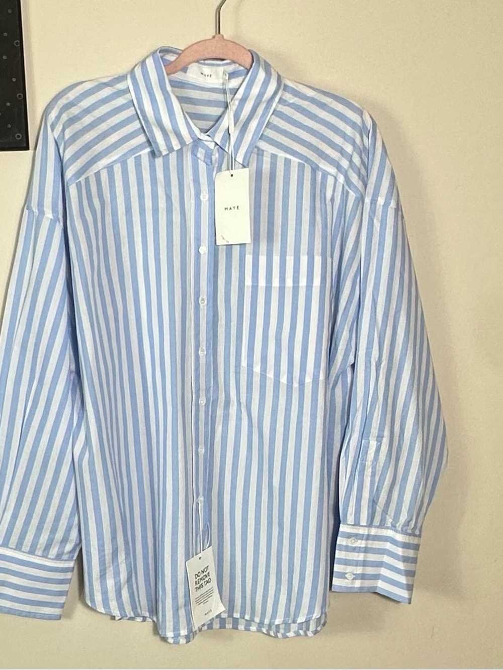 MAYE light Blue & White Vertical Stripe Button-Up Blouse